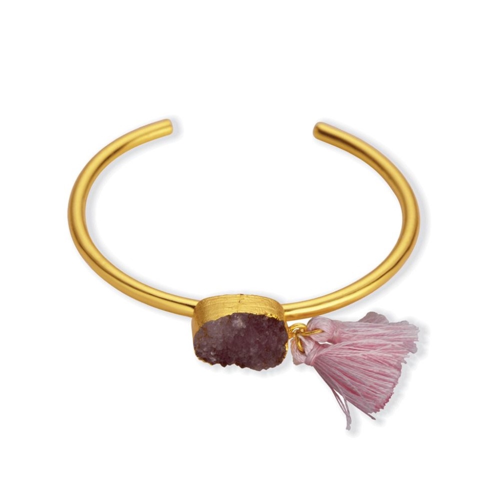 NWT Druzy Stone PURPLE TASSEL BRACELET - Picture 2 of 3